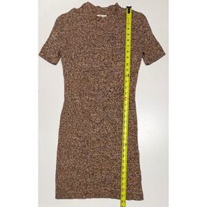 Madewell Marled Rib Knit Mock Neck Short Sleeve Sweater Dress Brown G9671 Size M